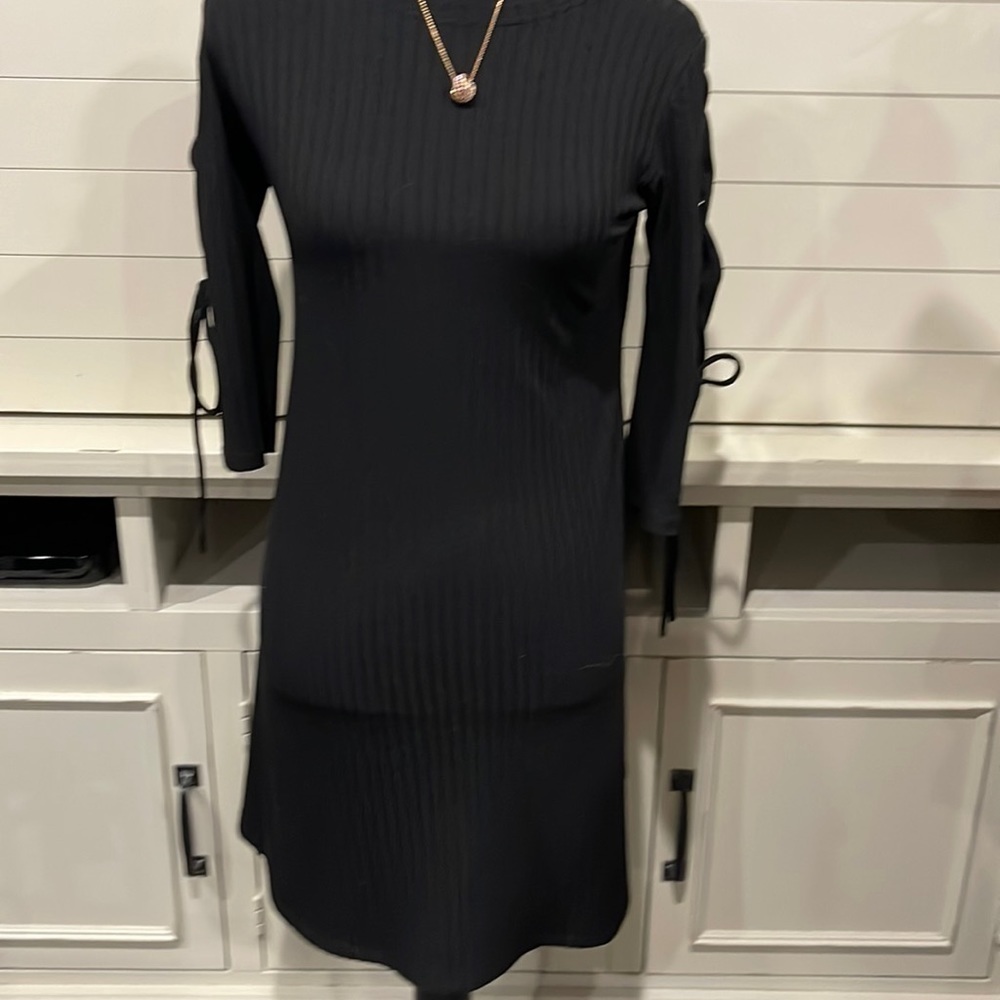 Hayden black dress with ties on the sleeve. Great quality.